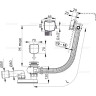 Сифон ALCAPLAST A565CRM3-120 для ванны с напуском воды через перелив, для ванн с толстыми стенками, пластик/металл, длина 120 см